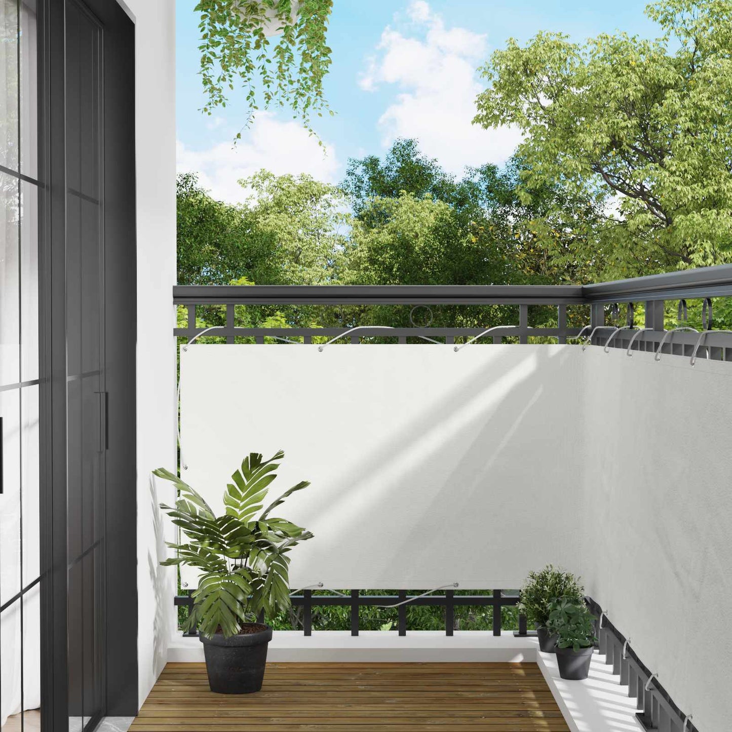 Balcony Screen White 100 x 600 cm Oxford Fabric