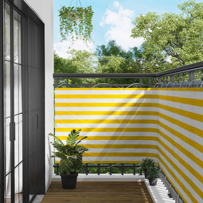 Balcony Screen Yellow and White 110 x 300 cm Oxford Fabric