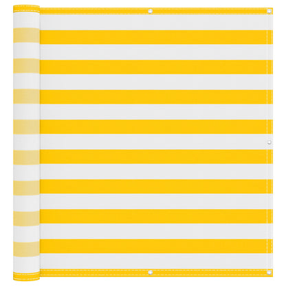 Balcony Screen Yellow and White 110 x 700 cm Oxford Fabric