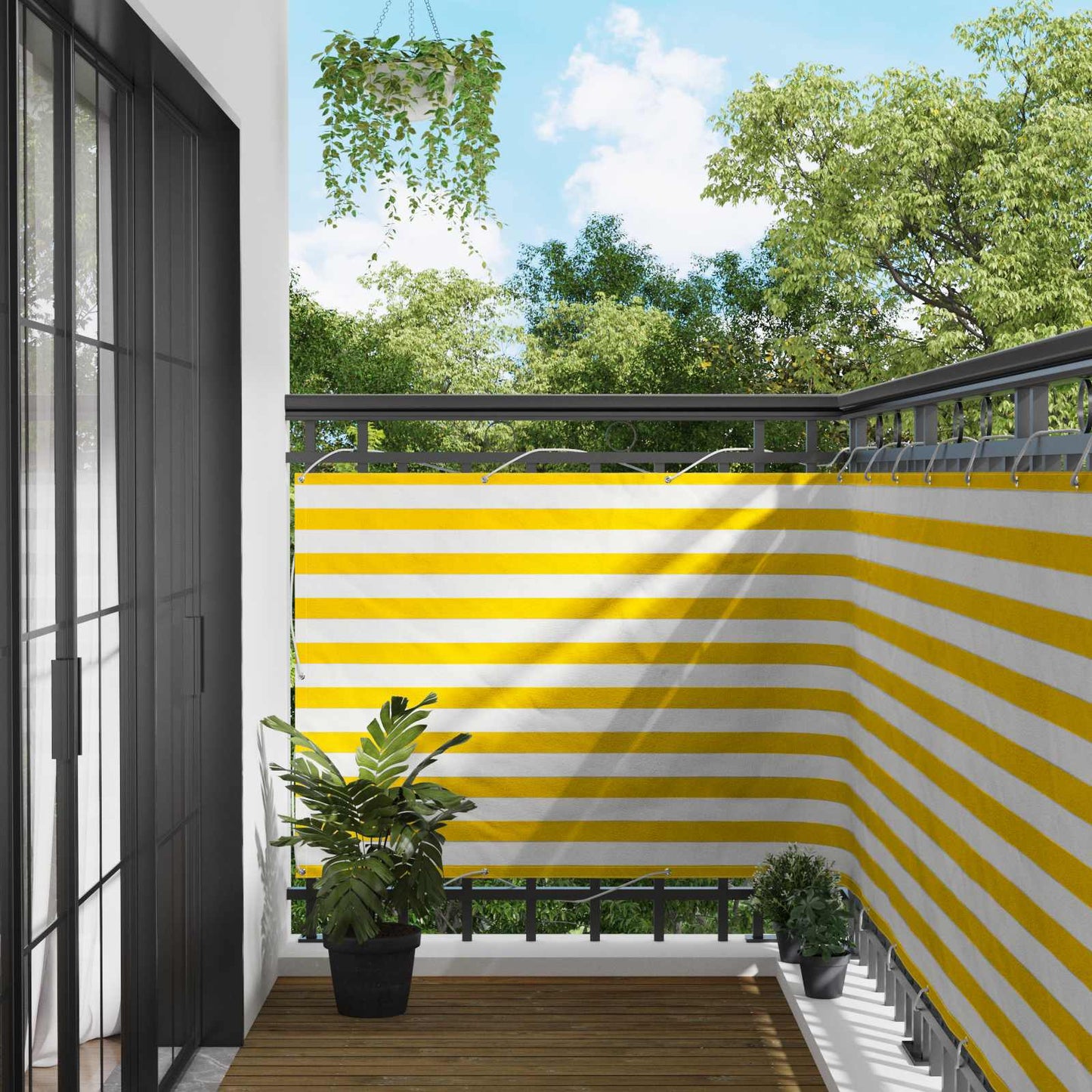 Balcony Screen Yellow and White 120 x 200 cm