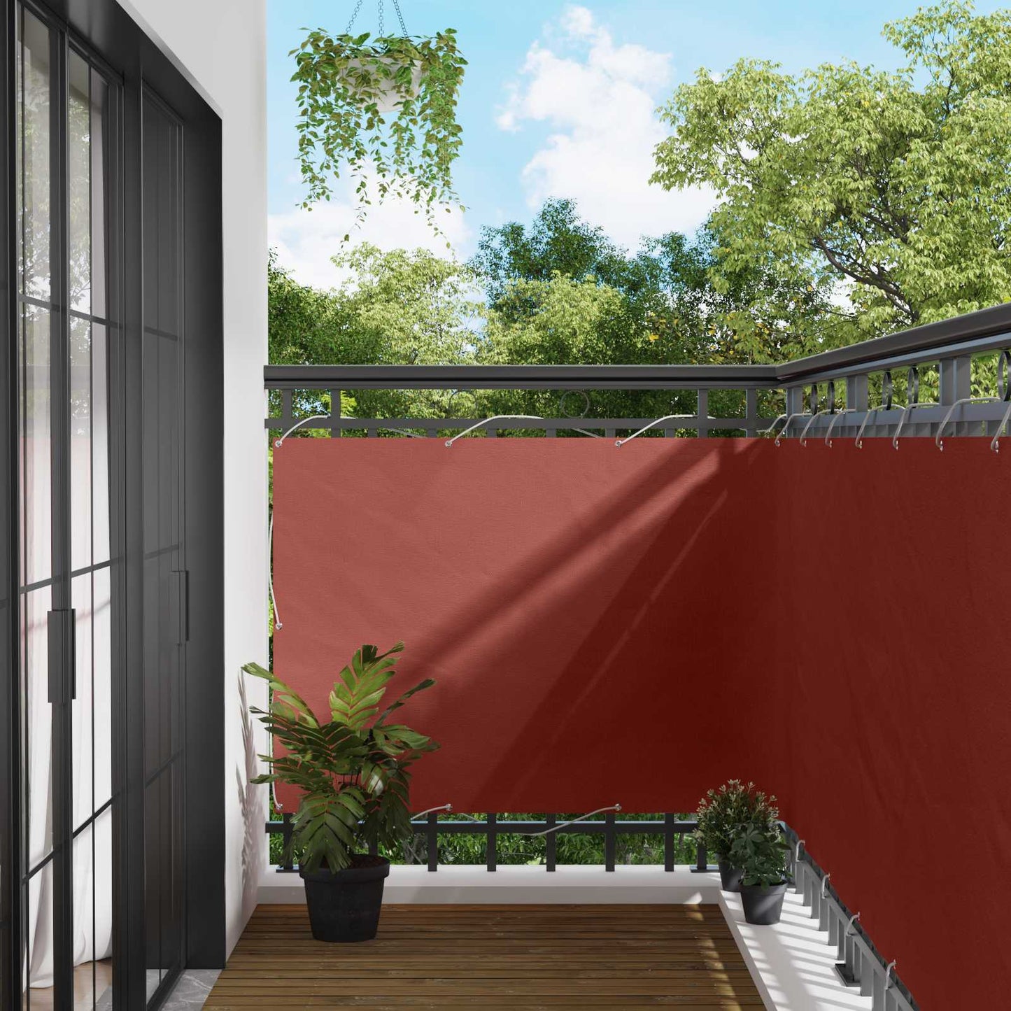 Balcony Screen Terracotta 110 x 700 cm Oxford Fabric