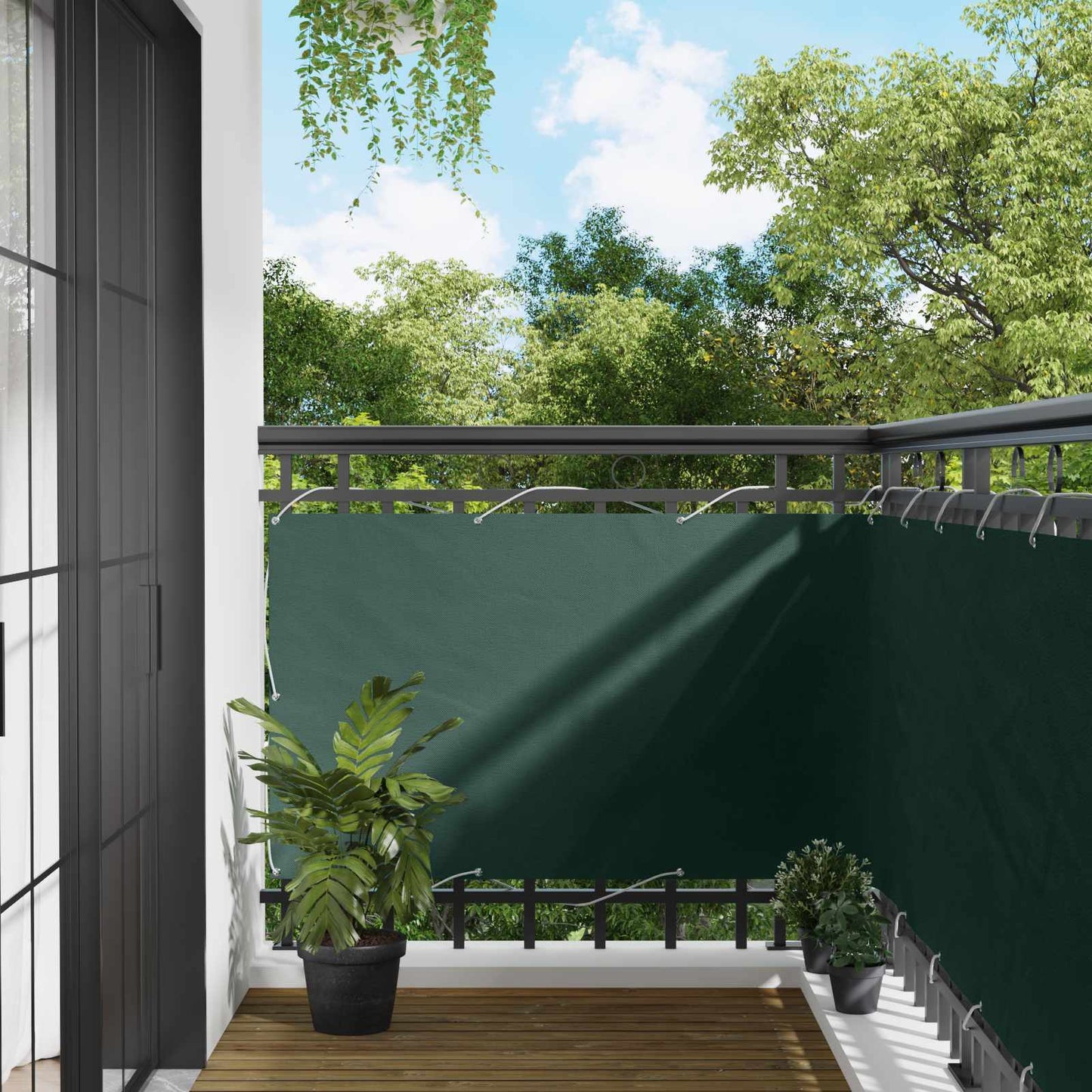 Balcony Screen Dark Green 100 x 300 cm Oxford Fabric