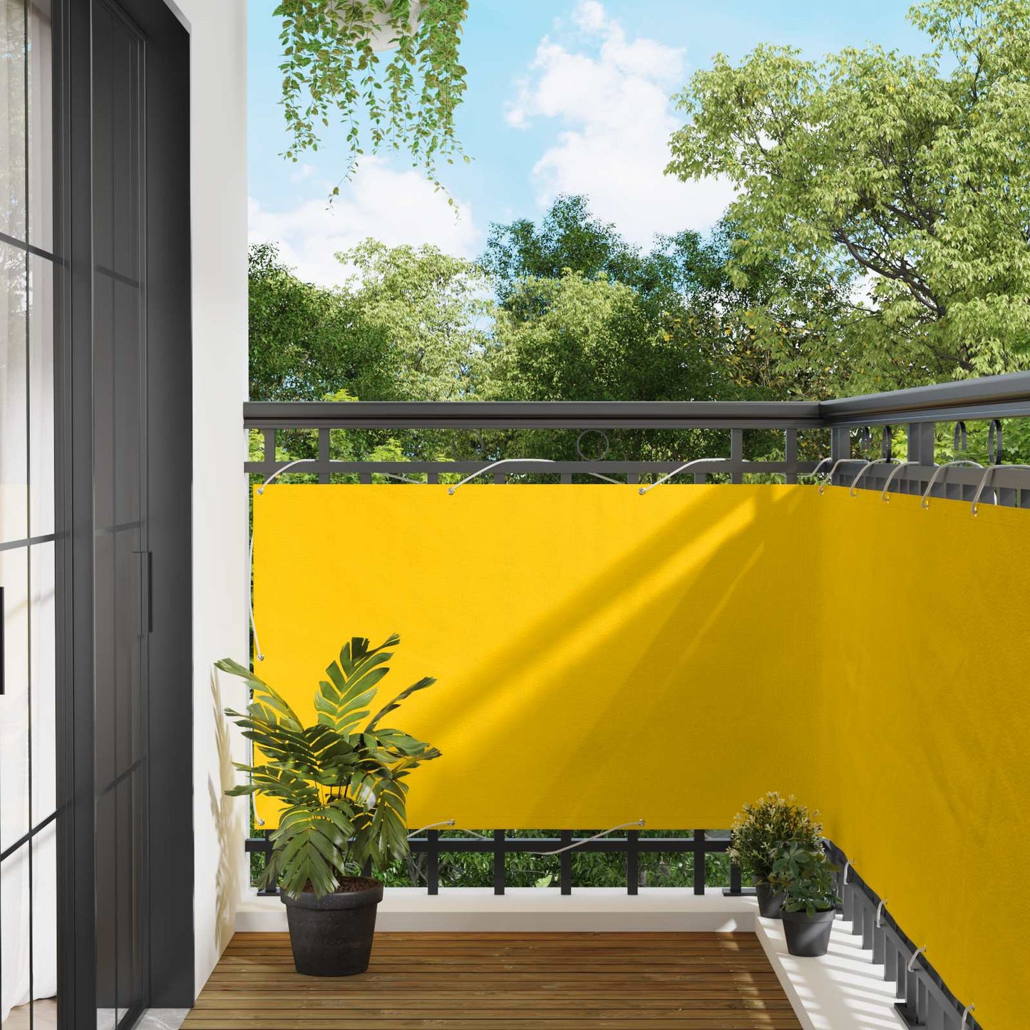 Balcony Screen Yellow 100 x 1000 cm Oxford Fabric