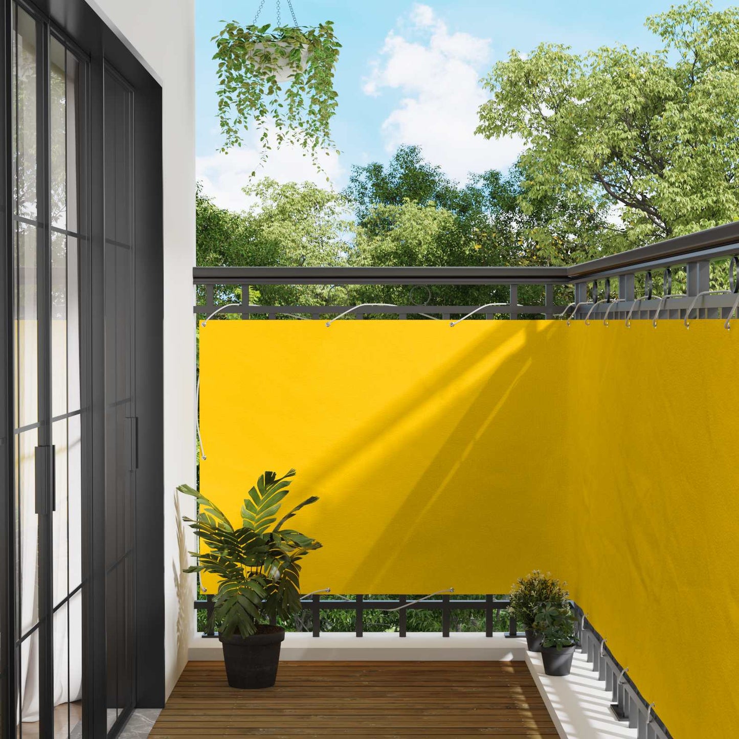 Balcony Screen Yellow 110 x 400 cm Oxford Fabric
