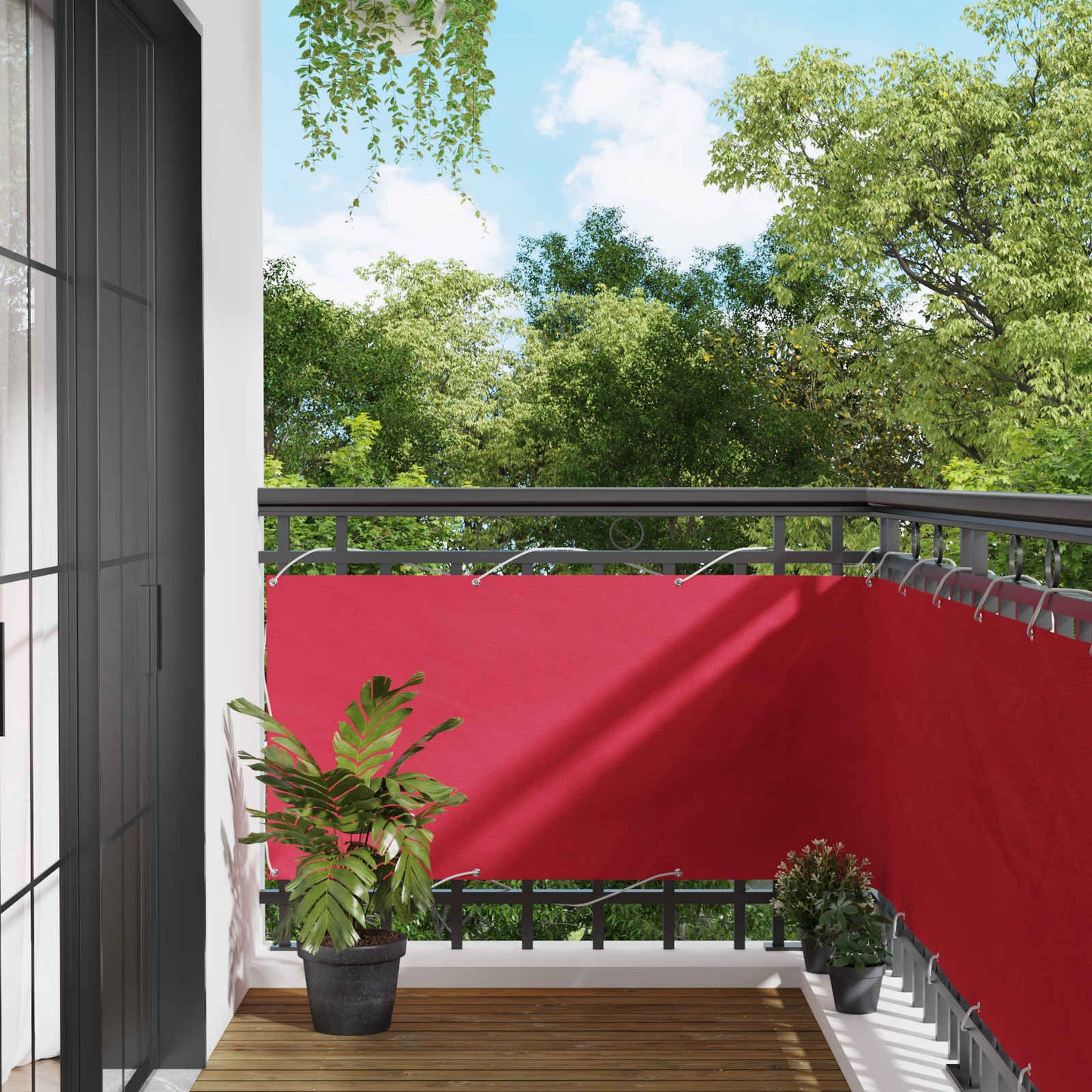 Balcony Screen Burgundy 75 x 800 cm PU coated oxford alu