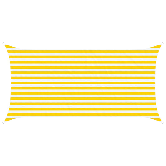 Sun Shade Sail Yellow and White 4 x 2 m 100% Polyester Oxford