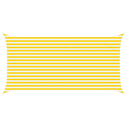 Sun Shade Sail Yellow and White 5 x 2,5 m 100% Polyester Oxford