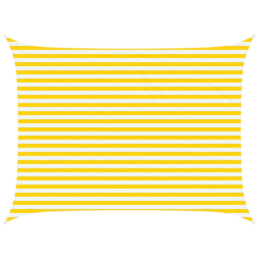 Sun Shade Sail Yellow and White 4 x 3 m 100% Polyester Oxford