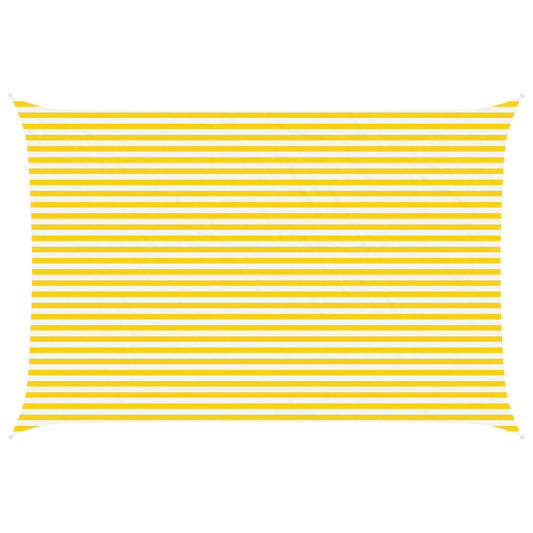 Sun Shade Sail Yellow and White 6 x 4 m 100% Polyester Oxford