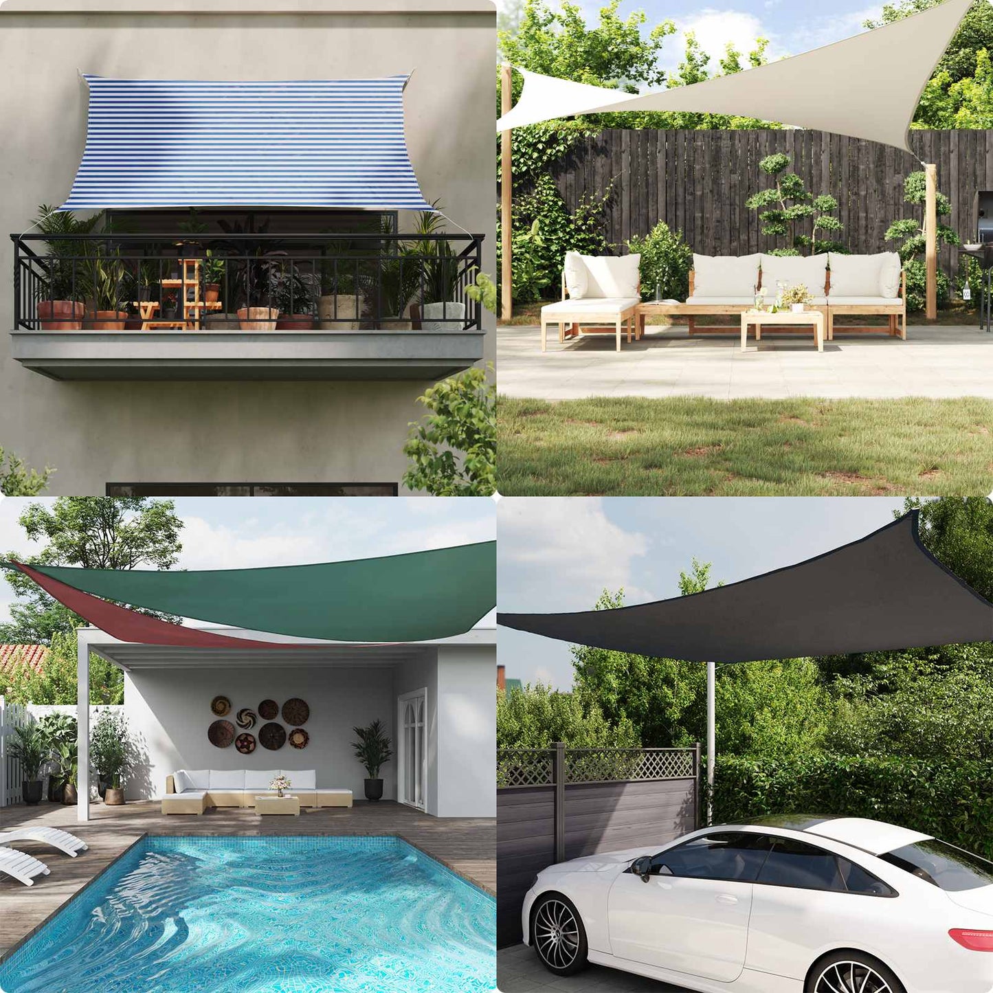 Sun Shade Sail Blue and White 5 x 3 m 100% Polyester Oxford