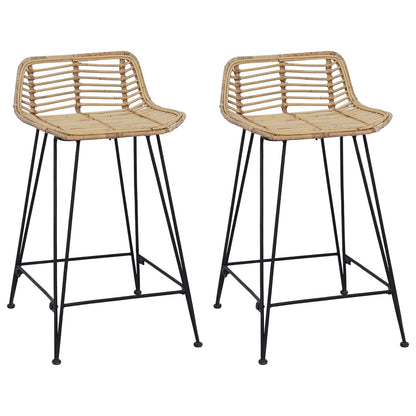 Bar Stool 2 pcs Natural 44 x 45 x 76 cm Rattan and Steel