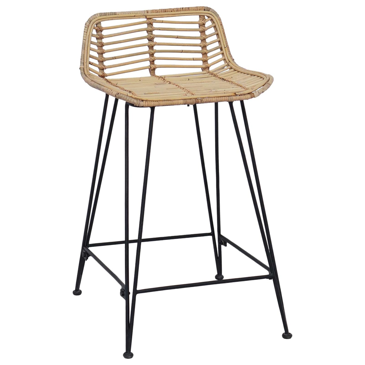 Bar Stool 2 pcs Natural 44 x 45 x 76 cm Rattan and Steel