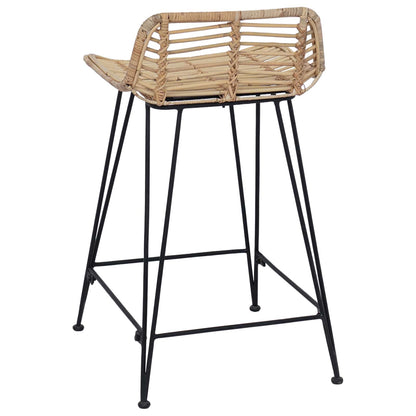 Bar Stool 2 pcs Natural 44 x 45 x 76 cm Rattan and Steel