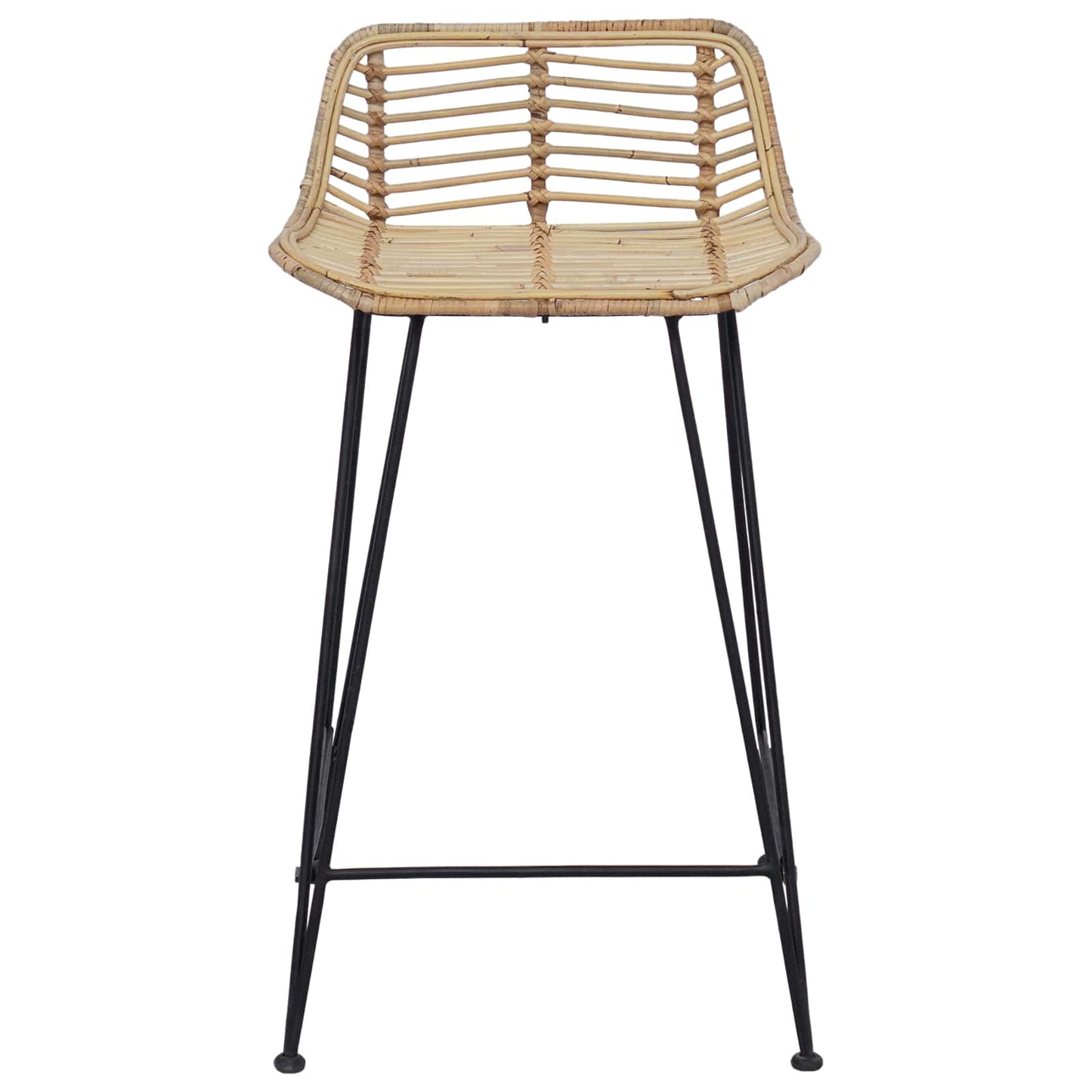 Bar Stool 2 pcs Natural 44 x 45 x 76 cm Rattan and Steel