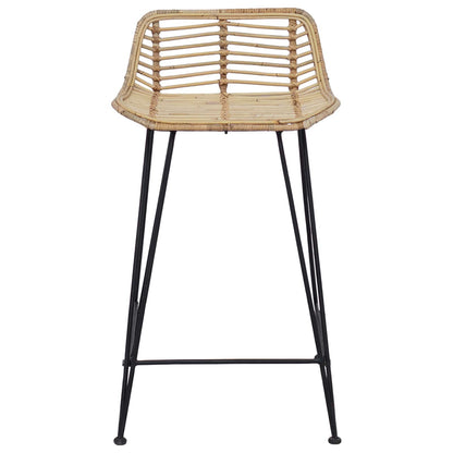 Bar Stool 2 pcs Natural 44 x 45 x 76 cm Rattan and Steel