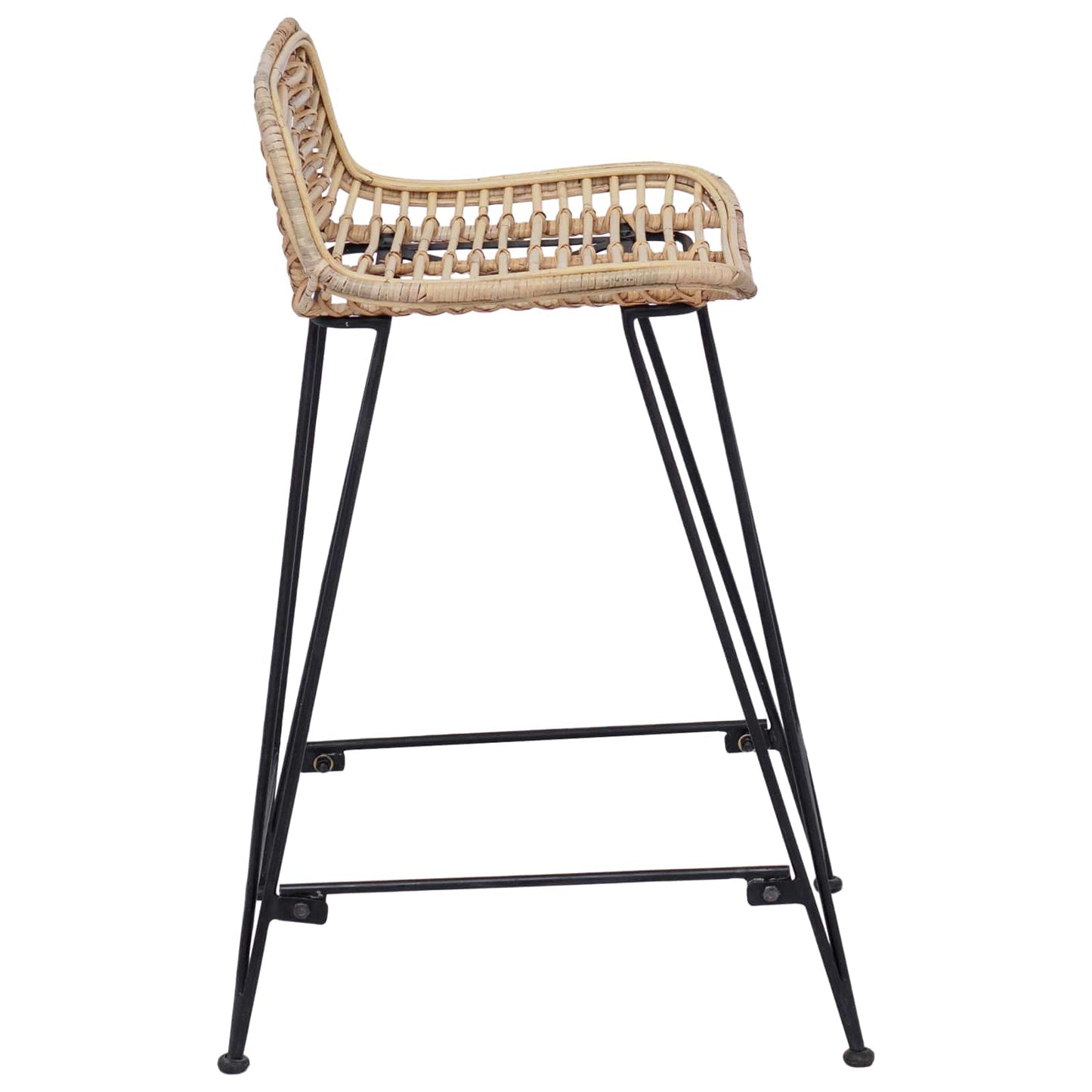 Bar Stool 2 pcs Natural 44 x 45 x 76 cm Rattan and Steel