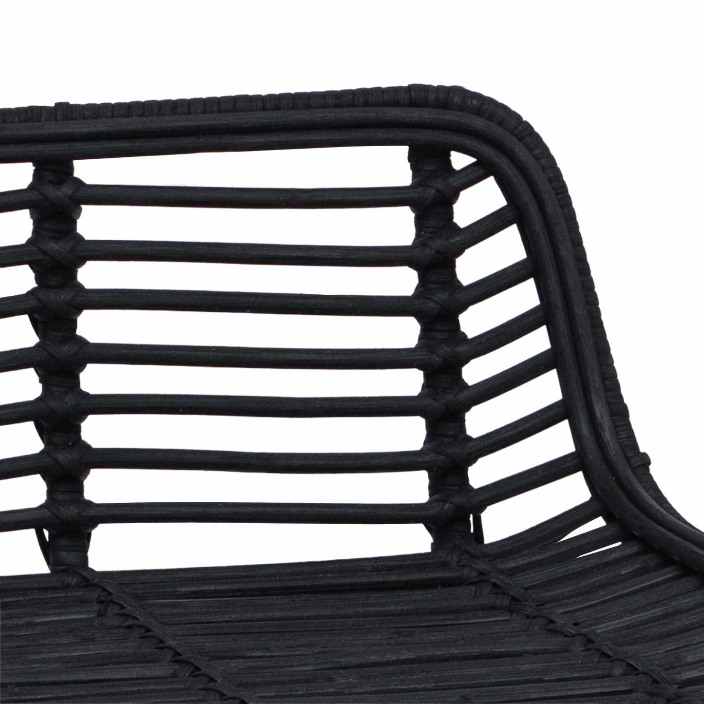 Bar Stool 2 pcs Black 44 x 45 x 76 cm Rattan and Steel