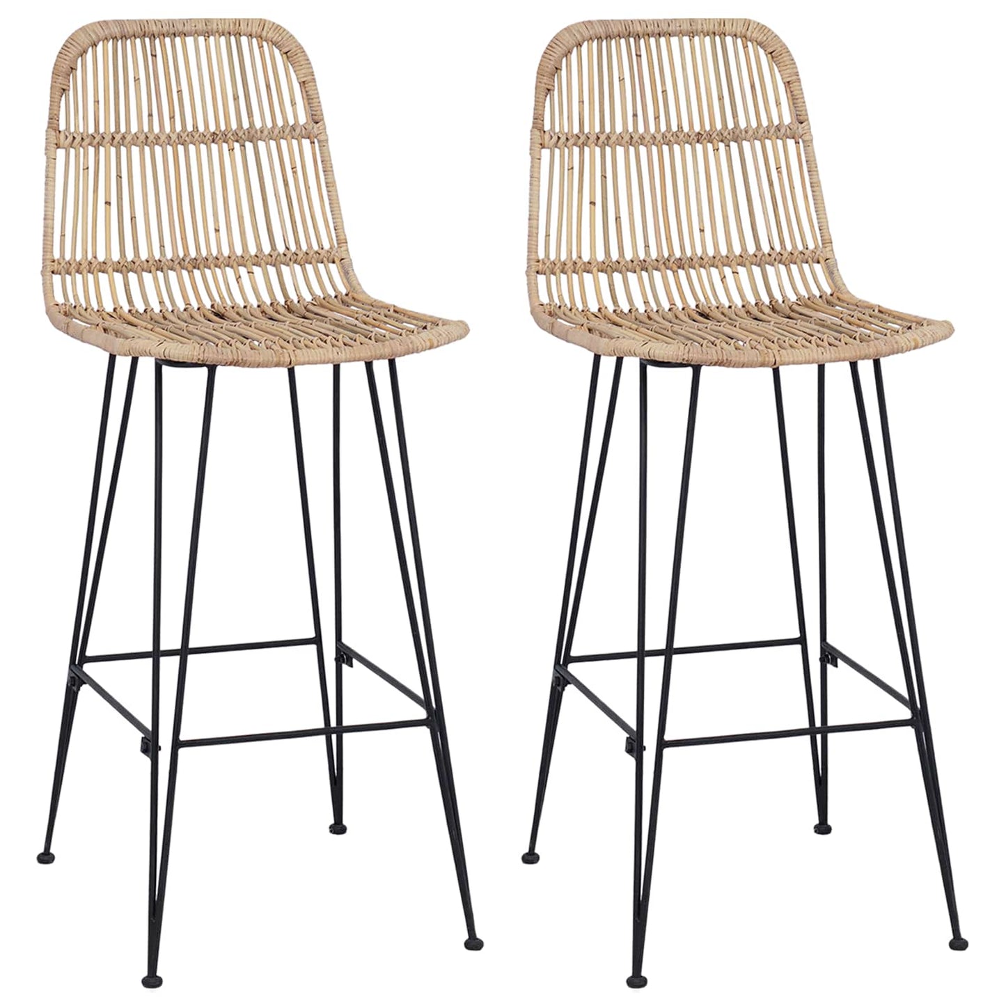 Bar Stool 2 pcs Natural 44 x 55 x 109 cm Rattan and Steel