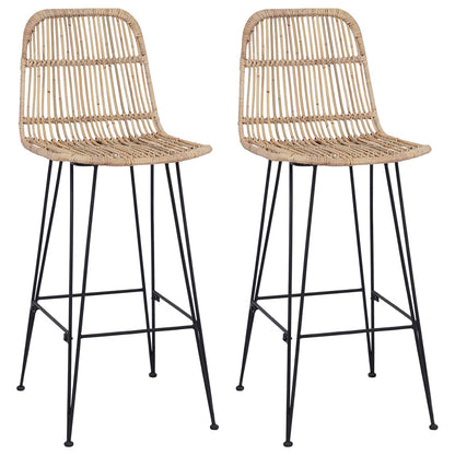 Bar Stool 2 pcs Natural 44 x 55 x 109 cm Rattan and Steel