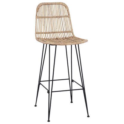Bar Stool 2 pcs Natural 44 x 55 x 109 cm Rattan and Steel