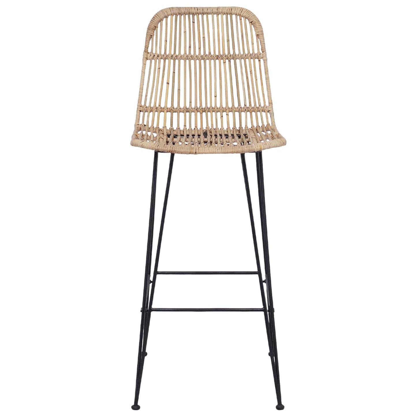 Bar Stool 2 pcs Natural 44 x 55 x 109 cm Rattan and Steel