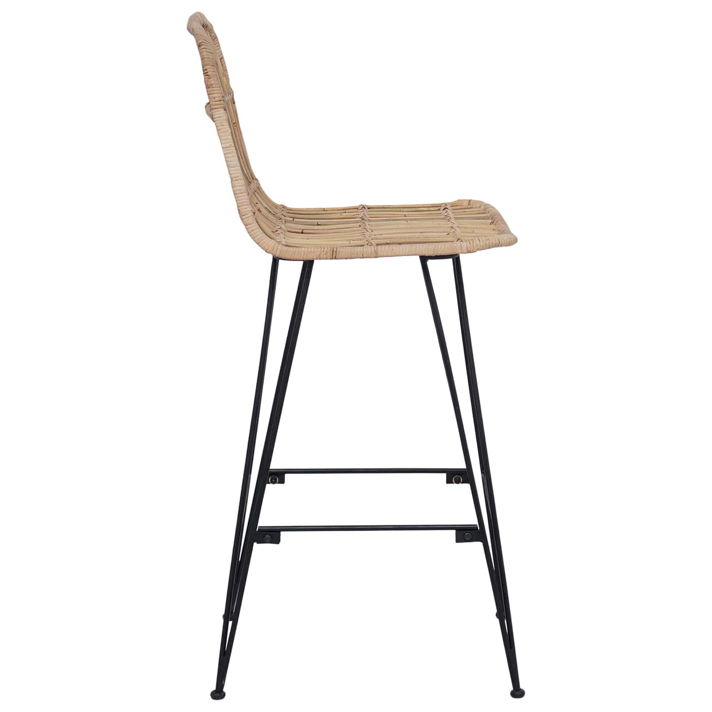 Bar Stool 2 pcs Natural 44 x 55 x 109 cm Rattan and Steel