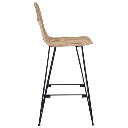Bar Stool 2 pcs Natural 44 x 55 x 109 cm Rattan and Steel