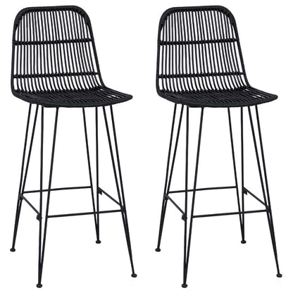 Bar Stool 2 pcs Black 44 x 55 x 109 cm Rattan and Steel