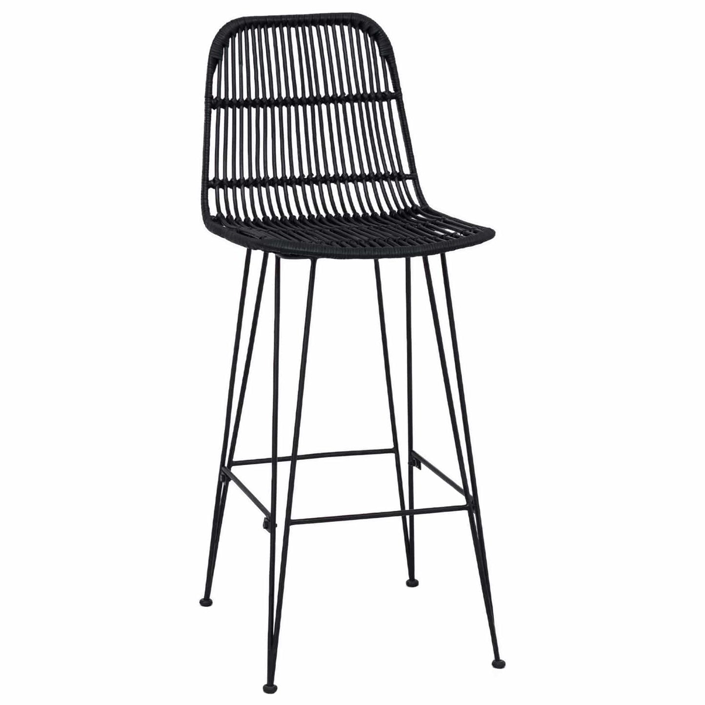 Bar Stool 2 pcs Black 44 x 55 x 109 cm Rattan and Steel