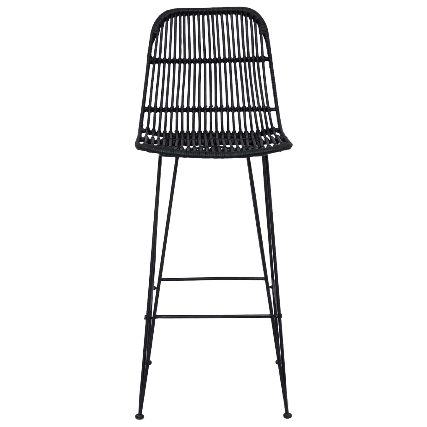 Bar Stool 2 pcs Black 44 x 55 x 109 cm Rattan and Steel