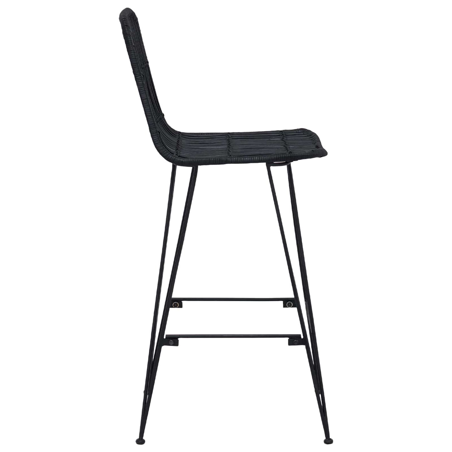 Bar Stool 2 pcs Black 44 x 55 x 109 cm Rattan and Steel