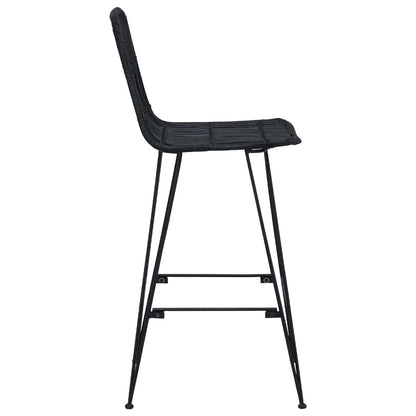 Bar Stool 2 pcs Black 44 x 55 x 109 cm Rattan and Steel