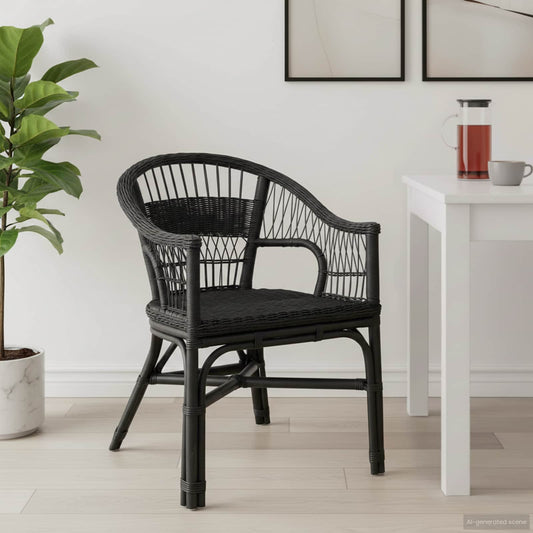 Stacking Chair Rattan Black 60 x 60 x 81 cm