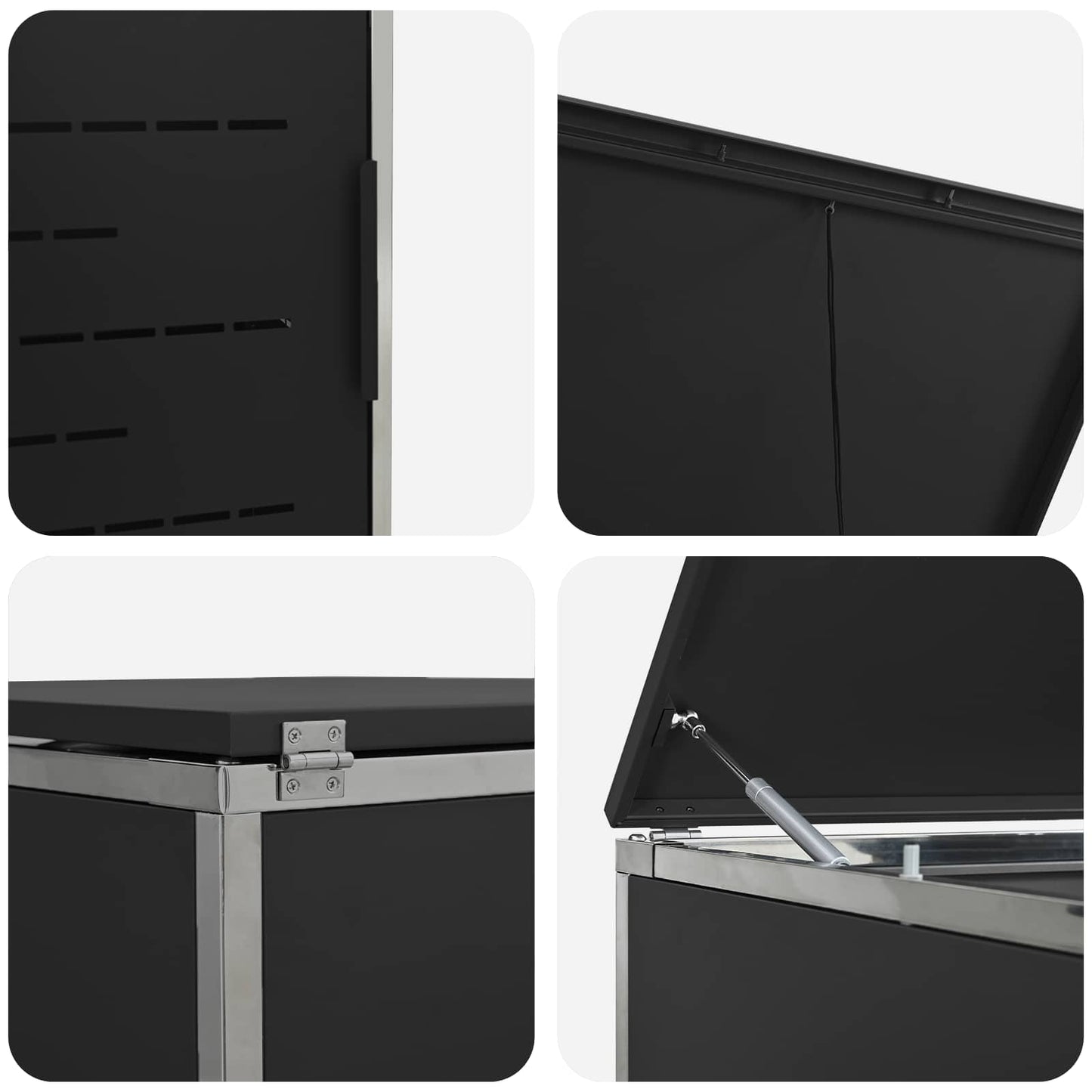 Wheelie Bin Storage for 2 Bins 240L Stainless Steel Black
