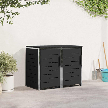 Wheelie Bin Storage for 2 Bins 240L Stainless Steel Black