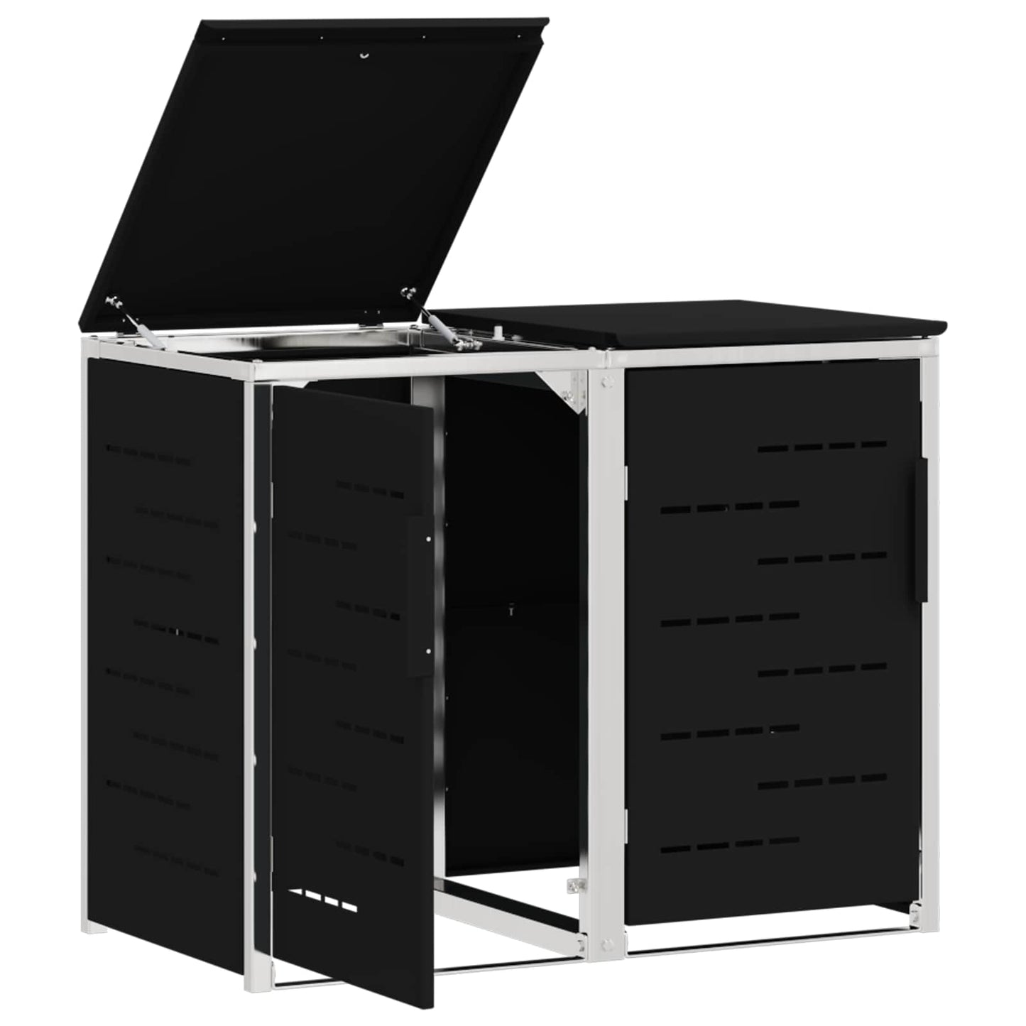 Wheelie Bin Storage for 2 Bins 240L Stainless Steel Black