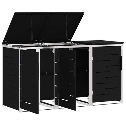 Wheelie Bin Storage for 3 Bins 240L Stainless Steel Black