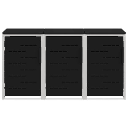 Wheelie Bin Storage for 3 Bins 240L Stainless Steel Black