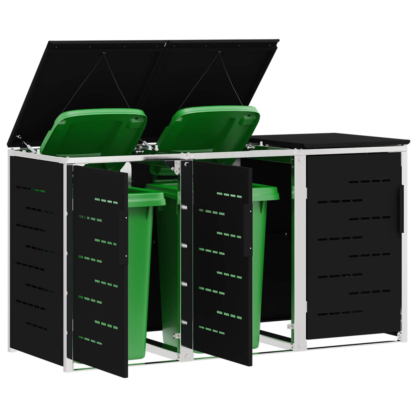 Wheelie Bin Storage for 3 Bins 240L Stainless Steel Black