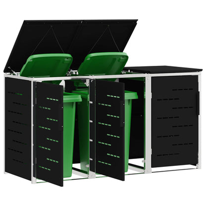Wheelie Bin Storage for 3 Bins 240L Stainless Steel Black