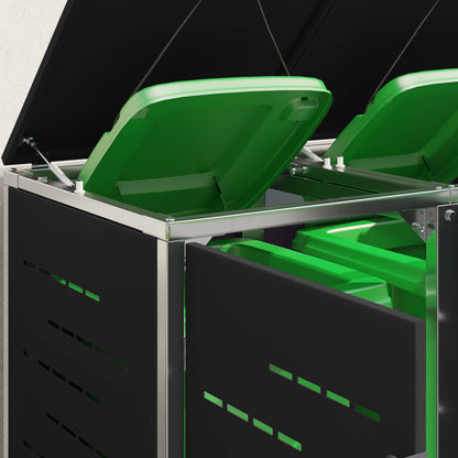 Wheelie Bin Storage for 4 Bins 240L Stainless Steel Black