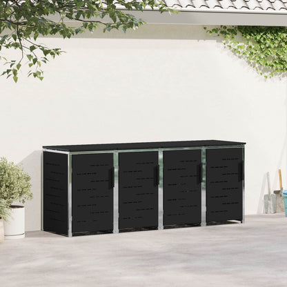 Wheelie Bin Storage for 4 Bins 240L Stainless Steel Black