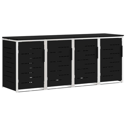 Wheelie Bin Storage for 4 Bins 240L Stainless Steel Black