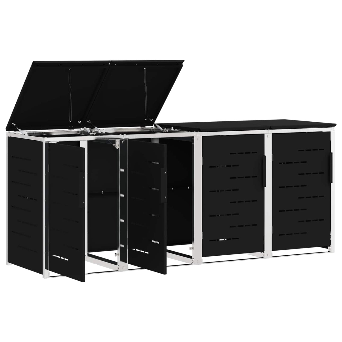 Wheelie Bin Storage for 4 Bins 240L Stainless Steel Black