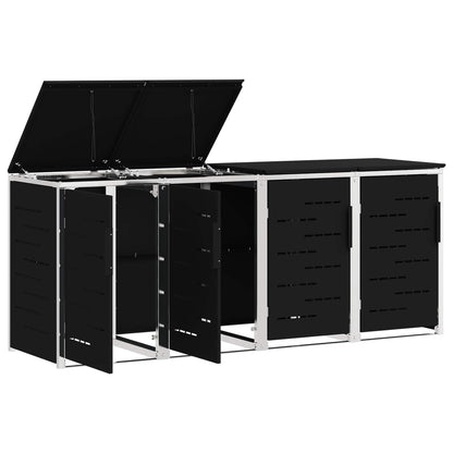 Wheelie Bin Storage for 4 Bins 240L Stainless Steel Black