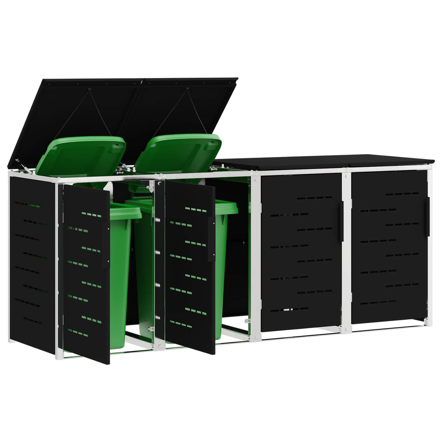 Wheelie Bin Storage for 4 Bins 240L Stainless Steel Black