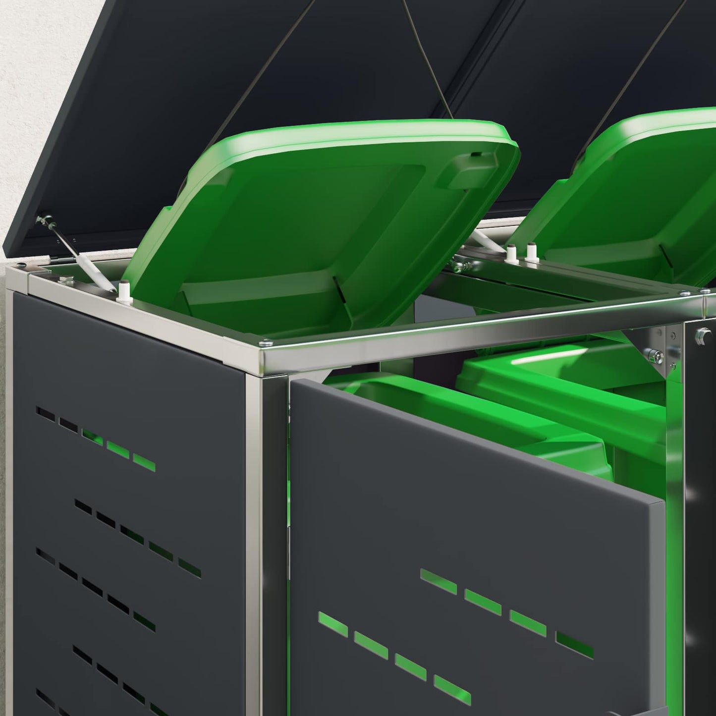 Wheelie Bin Storage for 2 Bins 240L Stainless Steel Anthracite