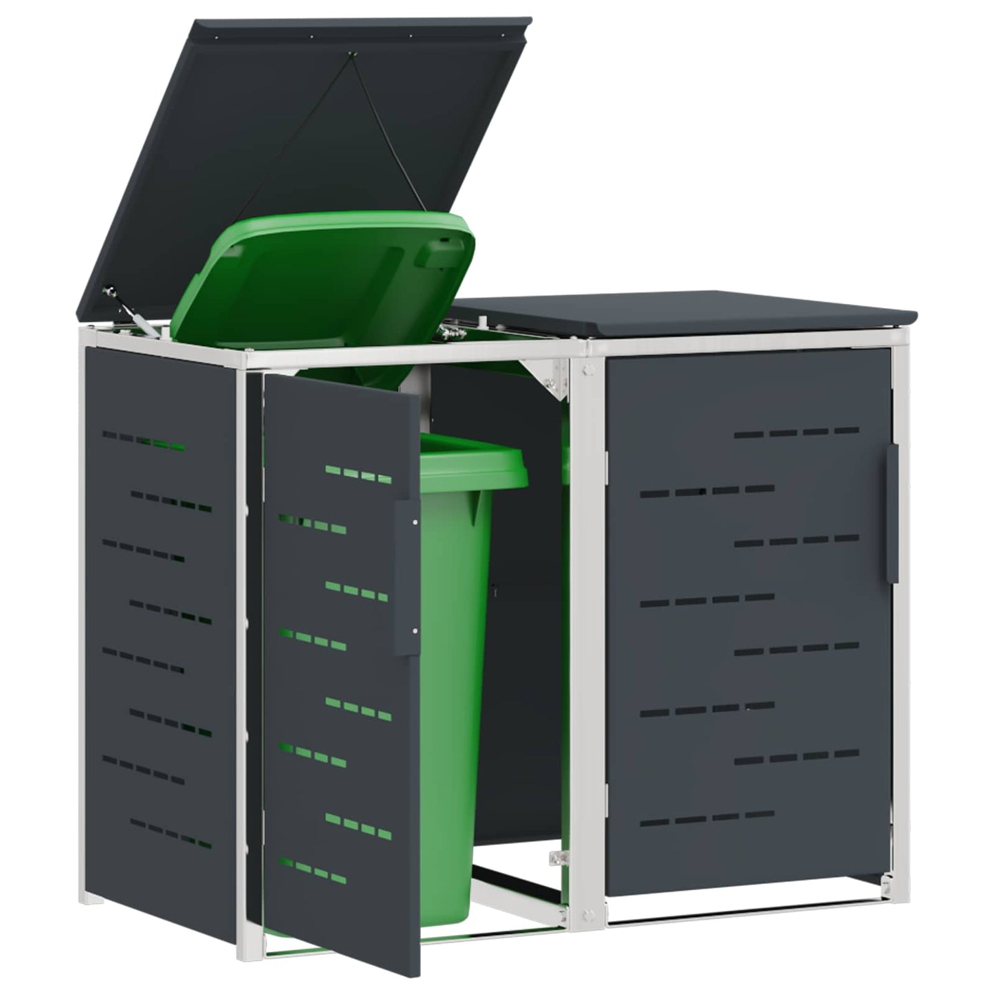 Wheelie Bin Storage for 2 Bins 240L Stainless Steel Anthracite