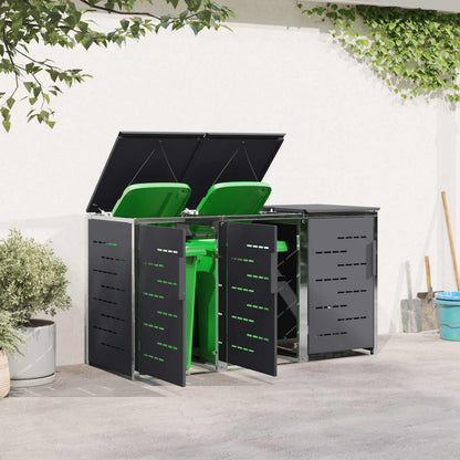 Wheelie Bin Storage for 3 Bins 240L Stainless Steel Anthracite