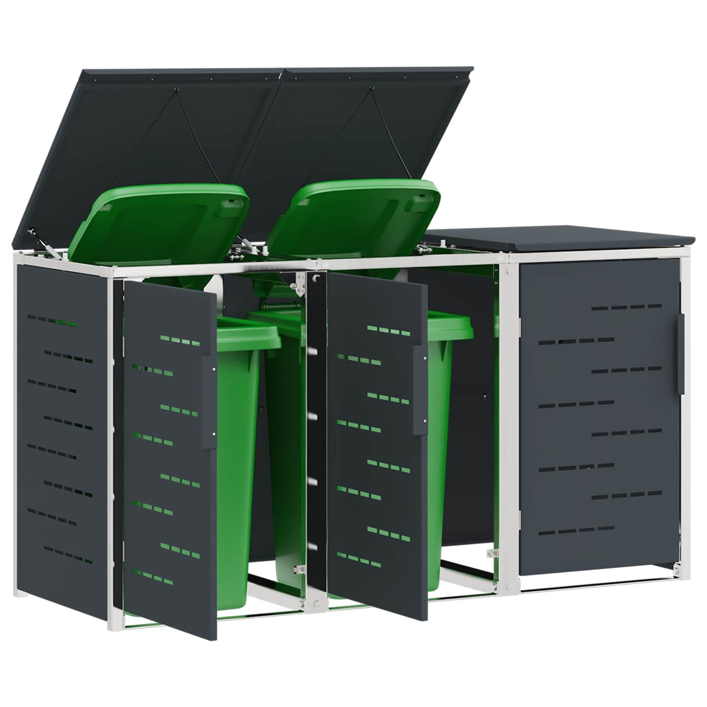 Wheelie Bin Storage for 3 Bins 240L Stainless Steel Anthracite